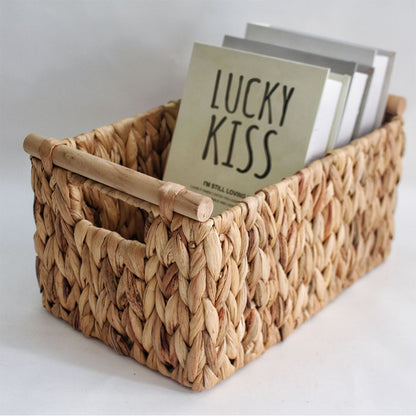 Willow Wicker & Braided Grass Basket Handwoven Natural Storage Bin