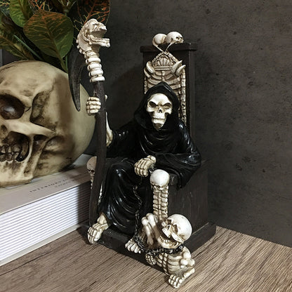Halloween Skeleton Throne Decor Gothic Dark Style Ornament for Home Entryway & Desktop