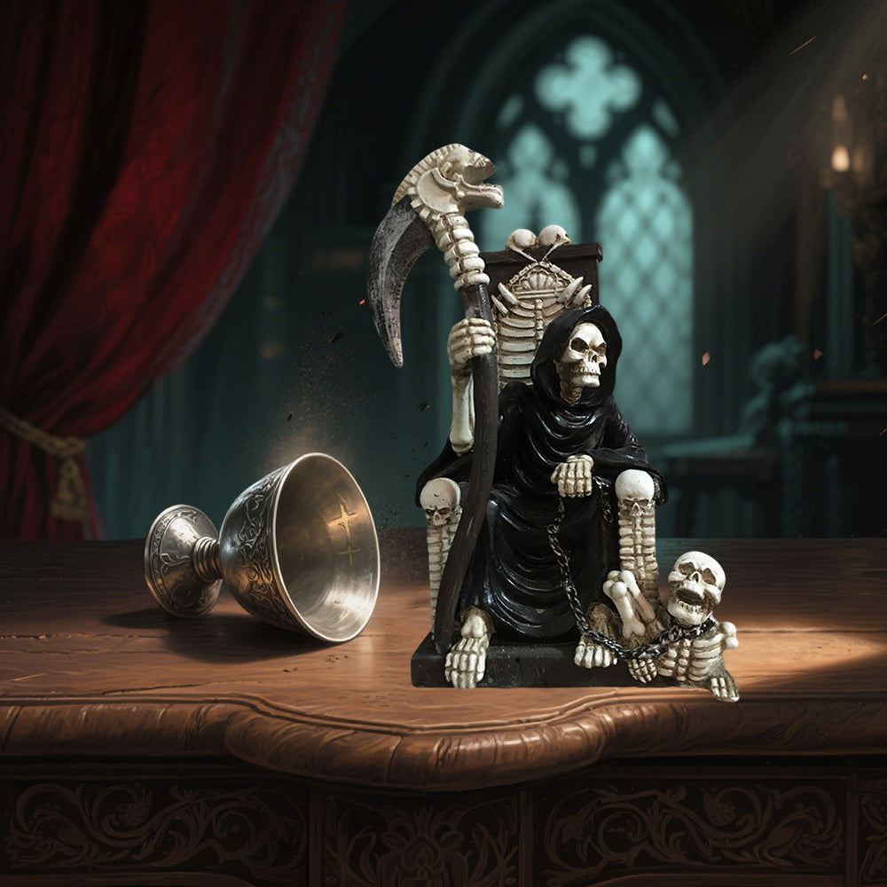 Halloween Skeleton Throne Decor Gothic Dark Style Ornament for Home Entryway & Desktop