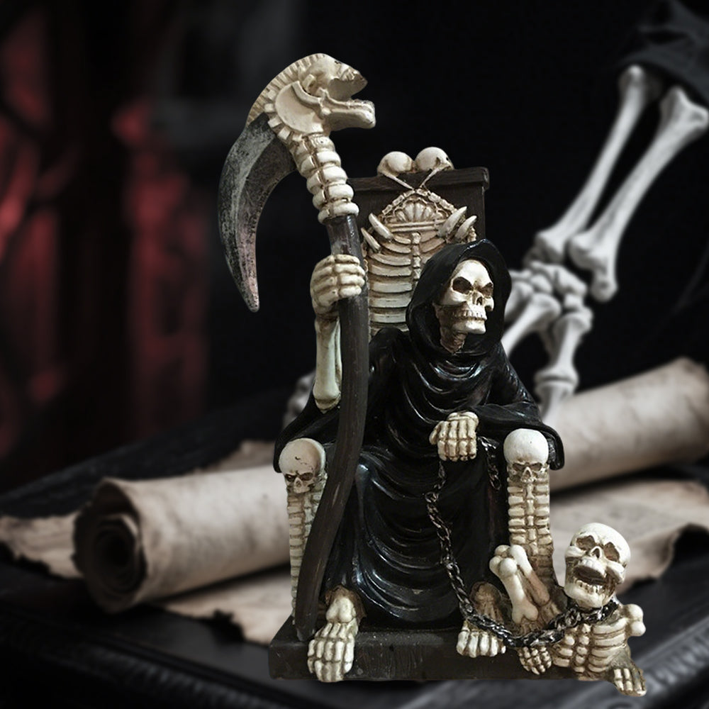 Halloween Skeleton Throne Decor Gothic Dark Style Ornament for Home Entryway & Desktop