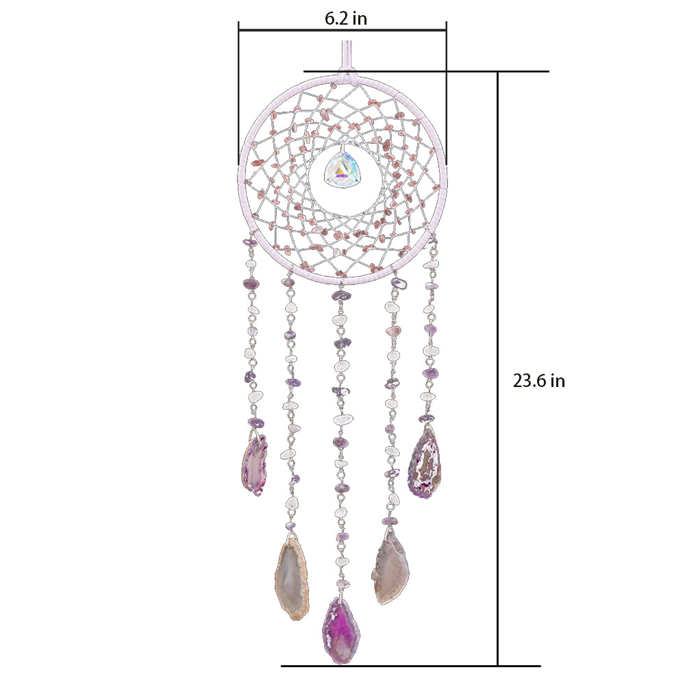 Handmade Amethyst Sunlight Dream Catcher for Meditation Indoor Outdoor Decorative Craftsmanship